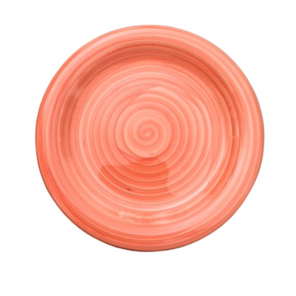 VTG 6 Crate & Barrel Peach/Pink/Orange Swirl Plates 10¾" - Picture 1 of 6